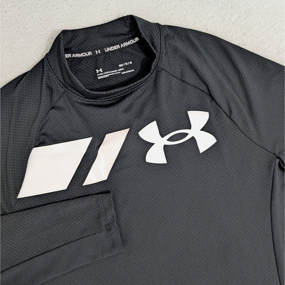 NEW! UNDER ARMOUR Men's M Fitted Coldgear Black Long Sleeve‎ Mock Neck Pullover